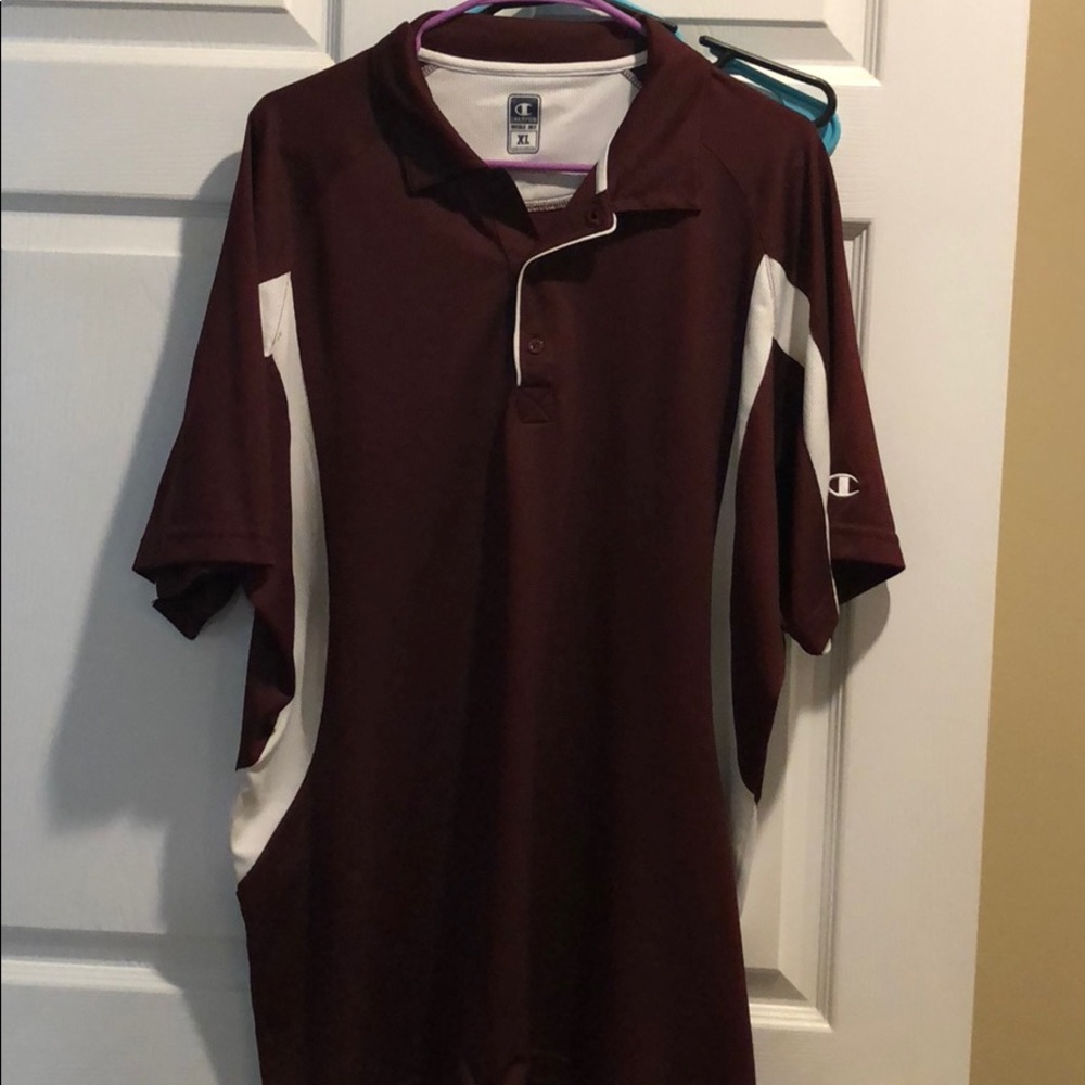 Maroon and white polo